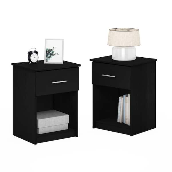 Furinno Tidur 1-Drawer Americano Nightstands with Handle 24.14 in. H x 17.72 in. W x 15.67 in. D (Set of 2)