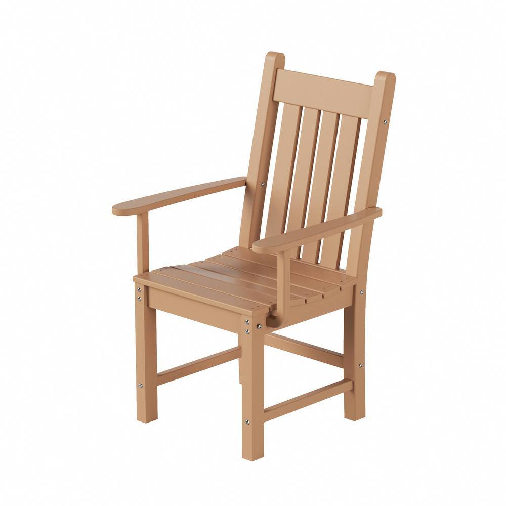 Teak Outdoor Patio Dining Armchair with Contoured Back