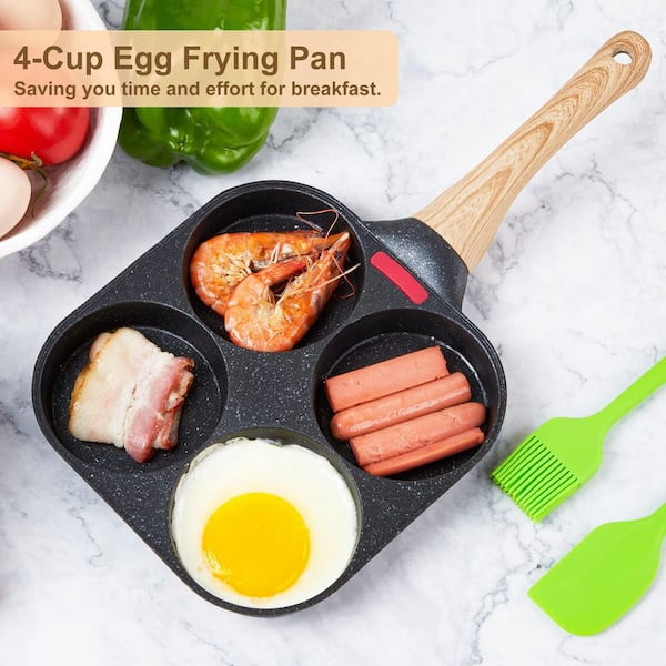 Wudkey Egg Frying Pan, 4-Cup Egg Pan Nonstick, Fried Egg Pan