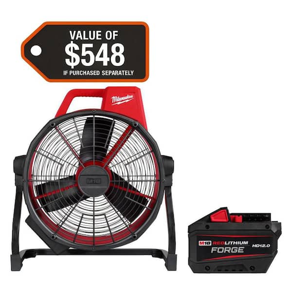M18 Brushless Cordless Hybrid 18 in. Variable Speed Fan with (1) FORGE 12.0Ah Battery