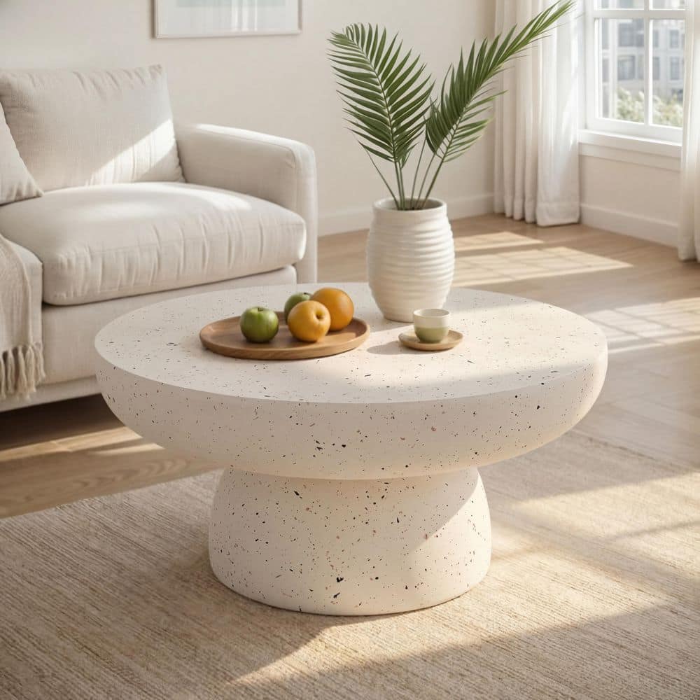 CHRISTOPHER KNIGHT HOME Abram Modern Patio Terrazzo White Round