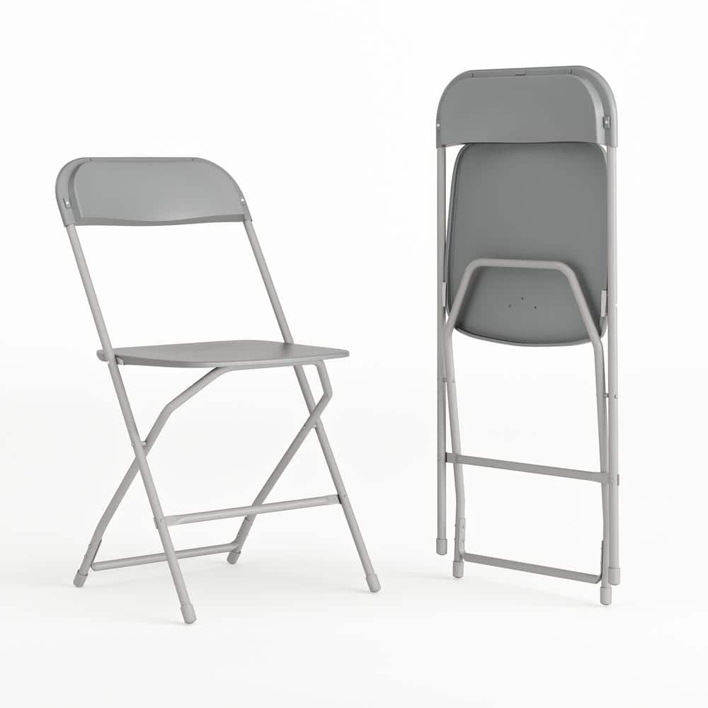 Carnegy Avenue Grey Plastic Seat with Metal Frame Folding Chair (Set of 2)  CGA-LE-274400-GR-HD - The Home Depot
