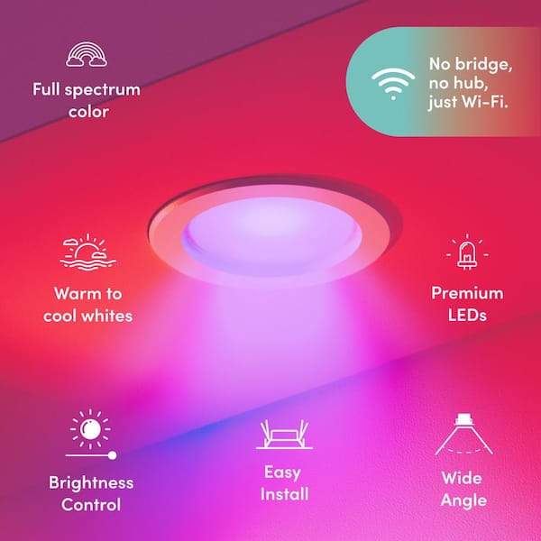 5/6 in. 800 Lumens Multi-Color Smart Alexa/Hey Google/HomeKit/Siri Retrofit Integrated LED Recessed Downlight