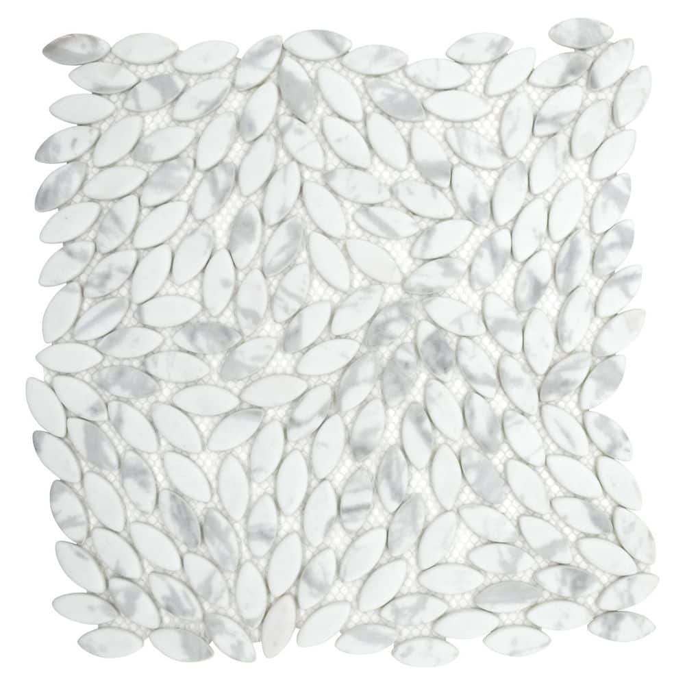 Flower Carrara White 11.1 in. x 11.4 in. Matte Recycled Glass Marble Looks Floor and Wall Mosaic Tile (8.8 sq. ft./Case) price history on PriceWatchPro