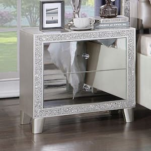 Sliverfluff 2-Drawer Mirrored & Champagne Finish Nightstand 26 in. X 17 in. X 26 in.
