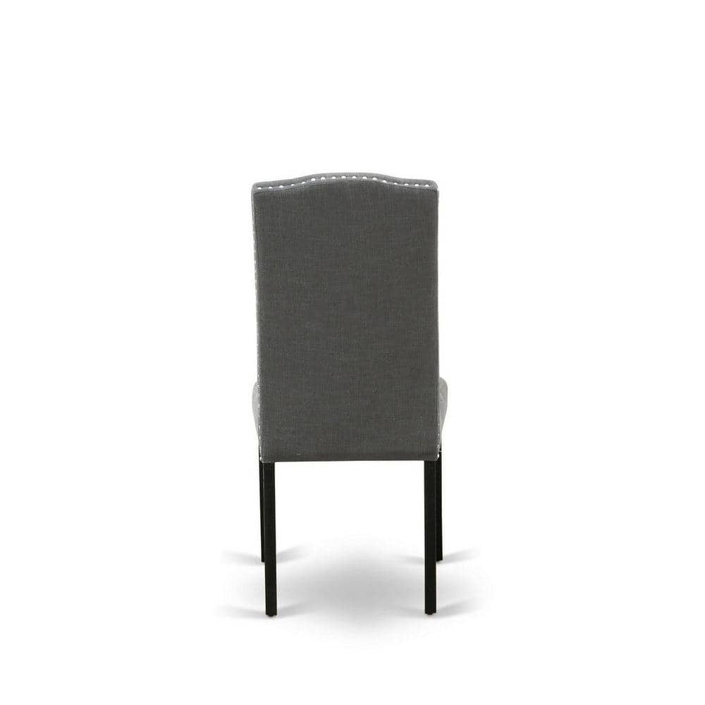 Modern Gotham Grey Linen and Black Rubberwood 3-Piece Dining Set