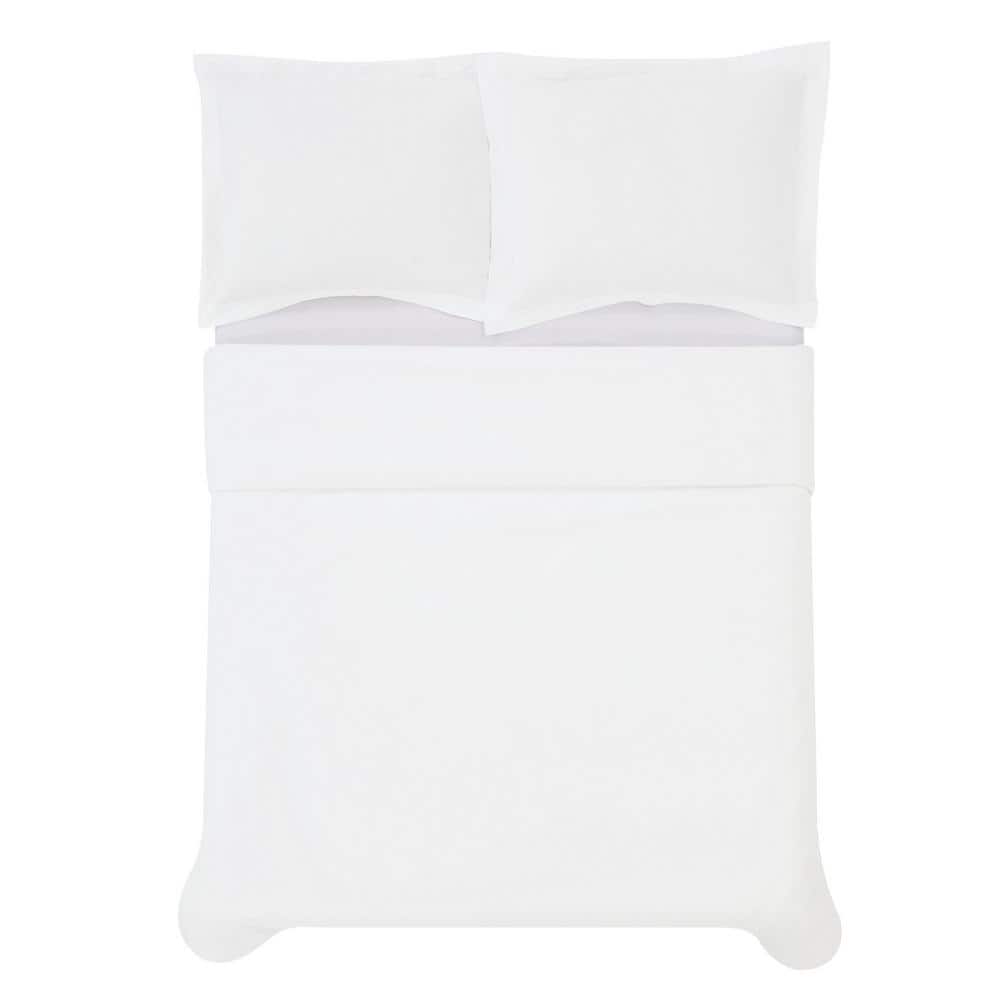 White Cotton Percale Full/Queen Duvet Cover Set