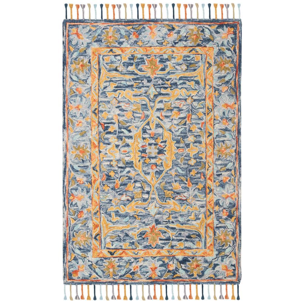 UPC 889048573093 product image for Aspen Blue/Rust 3 ft. x 5 ft. Border Floral Area Rug | upcitemdb.com