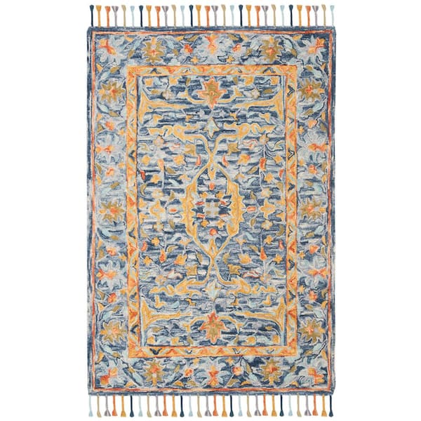 SAFAVIEH Aspen Blue/Rust 3 ft. x 5 ft. Border Floral Area Rug