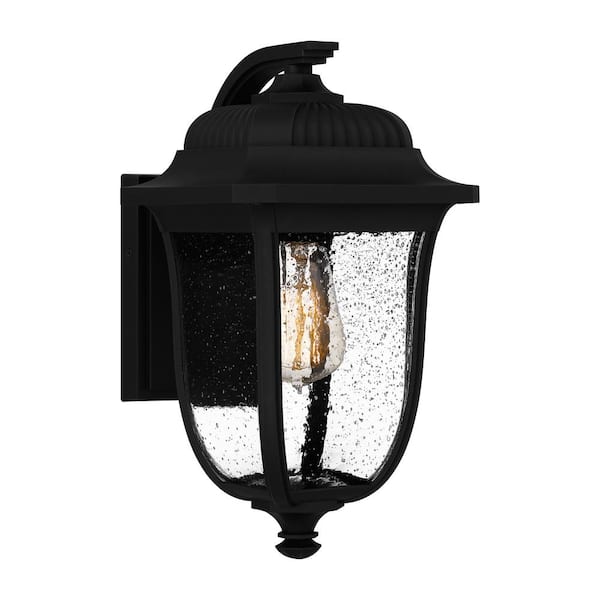ASHLEY HARBOUR COLLECTION Cristiano 1-Light Matte Black Hardwired Outdoor Wall Lantern Sconce