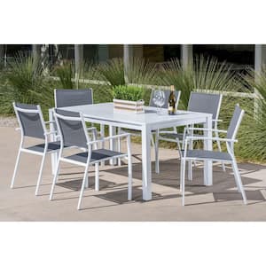 Harper 7-Piece Aluminum Outdoor Dining Set with 6-Sling Chairs and a 78 in. x 40 in. Dining Table