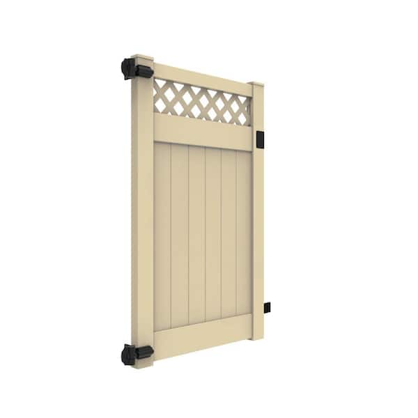 Barrette Outdoor Living Anderson 4 ft. x 6 ft. Sand Vinyl Lattice Top Fence Gate