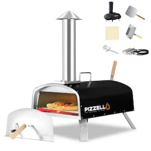 16 in. Propane and Wood Fired Stainless Steel Outdoor Pizza Oven with Gas Burner, Black