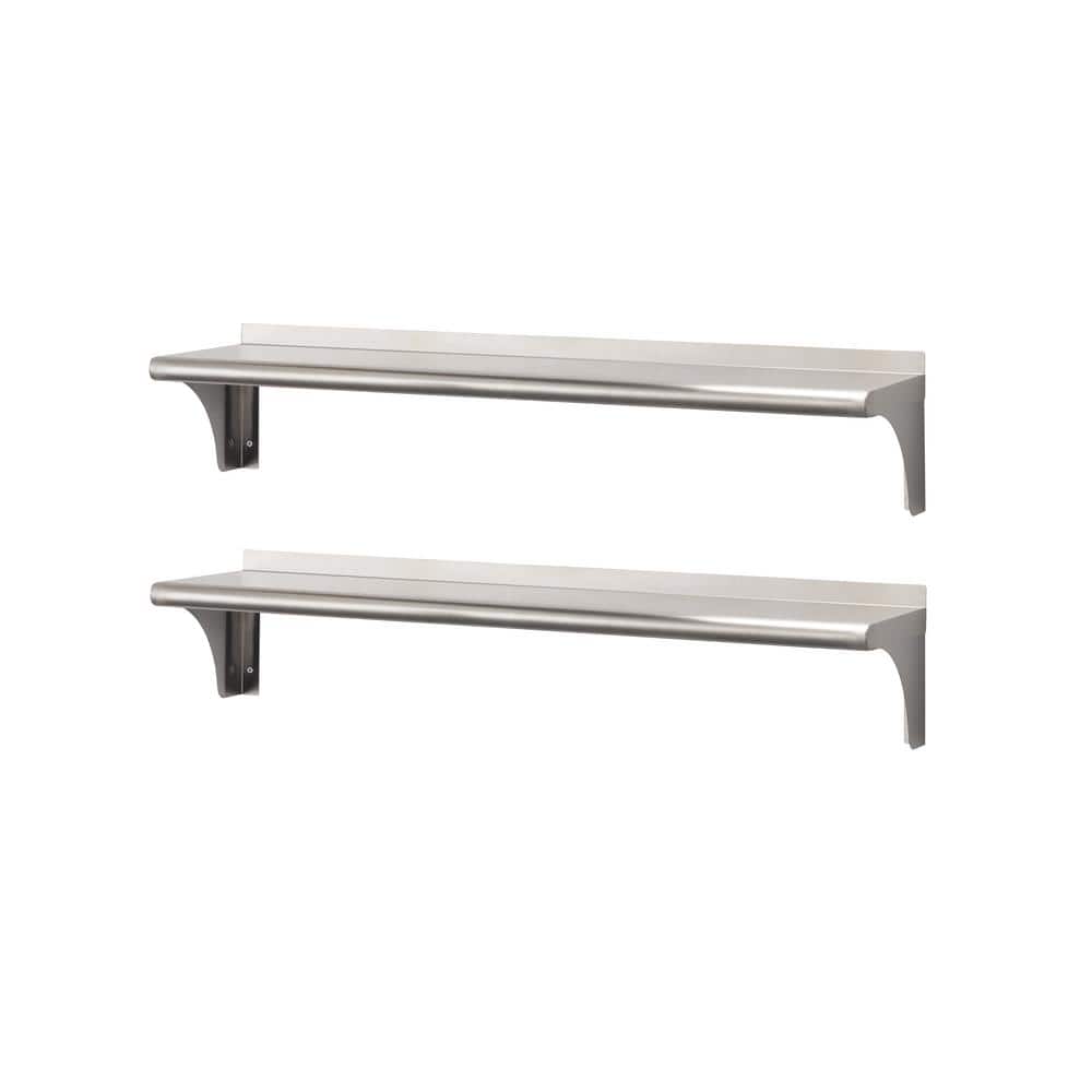 48" Stainless Steel Wall Shelf with Rounded Edge, 2-Pack