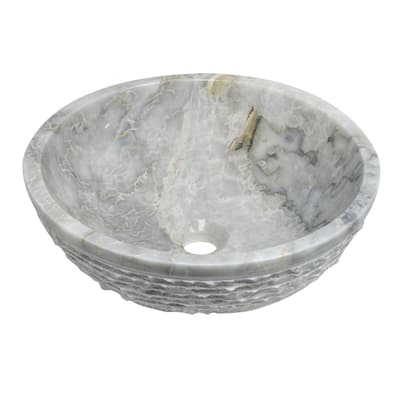 Round Marble Textured Sink in Light Gray