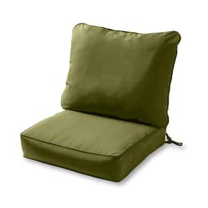 Solid Green 25 in. x 47 in. 2-Piece Deep Seating Outdoor Lounge Chair Cushion Set in Hunter
