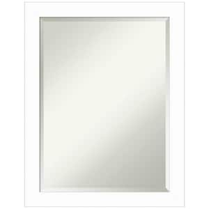 Basic White Narrow 21.5 in. W x 27.5 in. H Beveled Casual Rectangle Wood Framed Wall Mirror in White