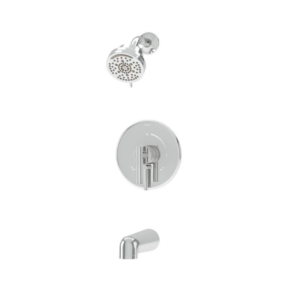 Polished Chrome Wall Mounted Tub and Shower Faucet Set