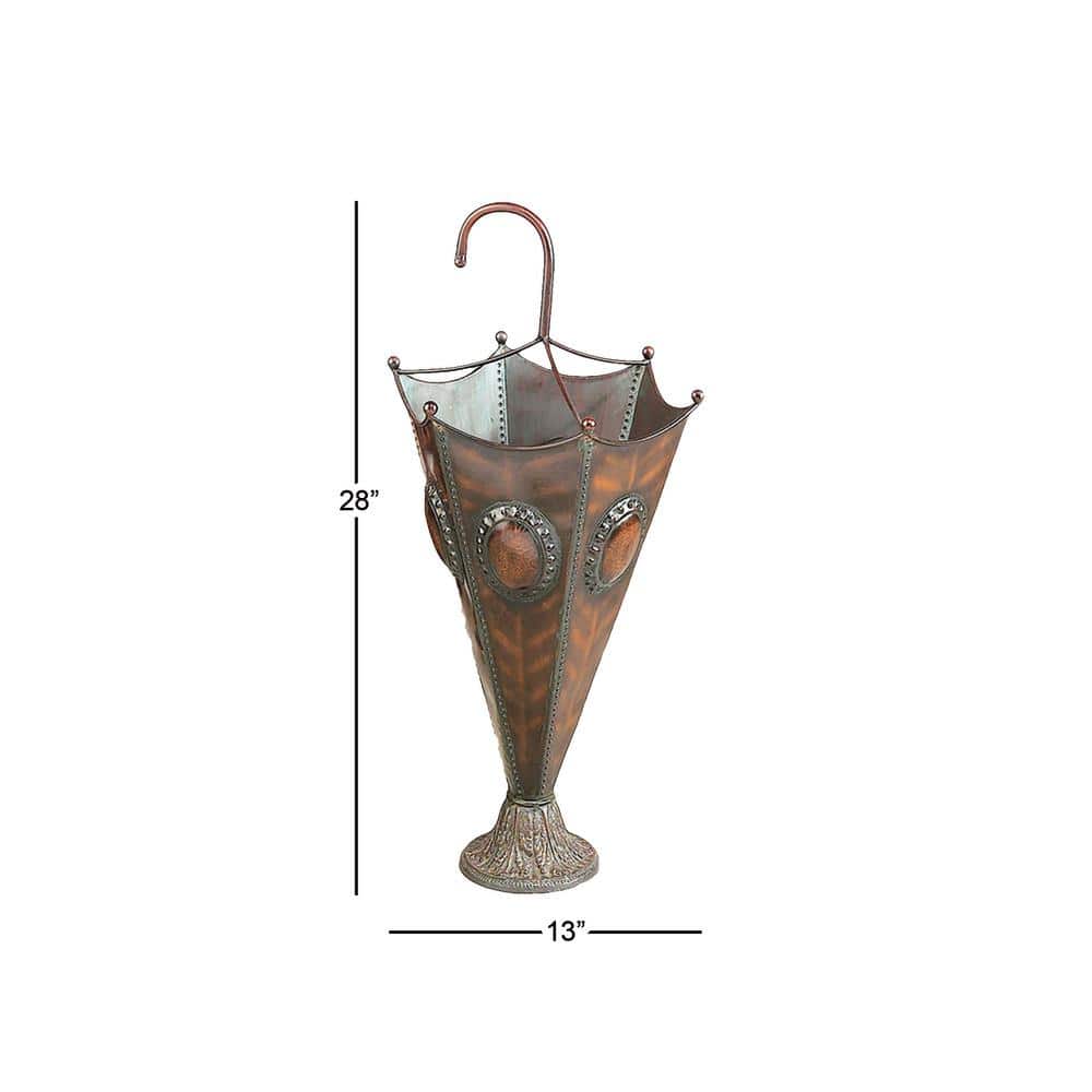 Antique Bronze Iron Umbrella Stand with Sculpted Base