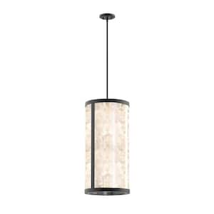 Salt Creek 1-Light Black LED Outdoor Pendant Light with Clear Acrylic Shade and Quartz Crystalline Inserts