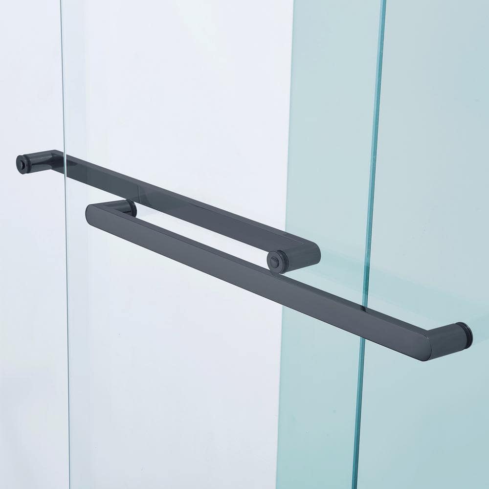 60" Matte Black Aluminum Framed Double Sliding Shower Door