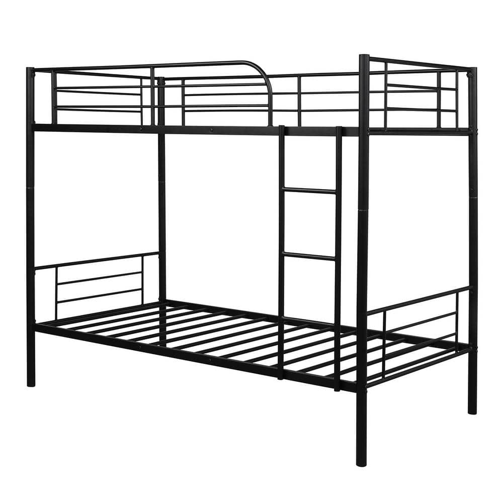 aisword Twin Over Black Twin Metal Bunk Bed Divided into 2-Beds ...