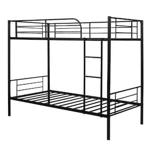 Twin Over Black Twin Metal Bunk Bed Divided into 2-Beds