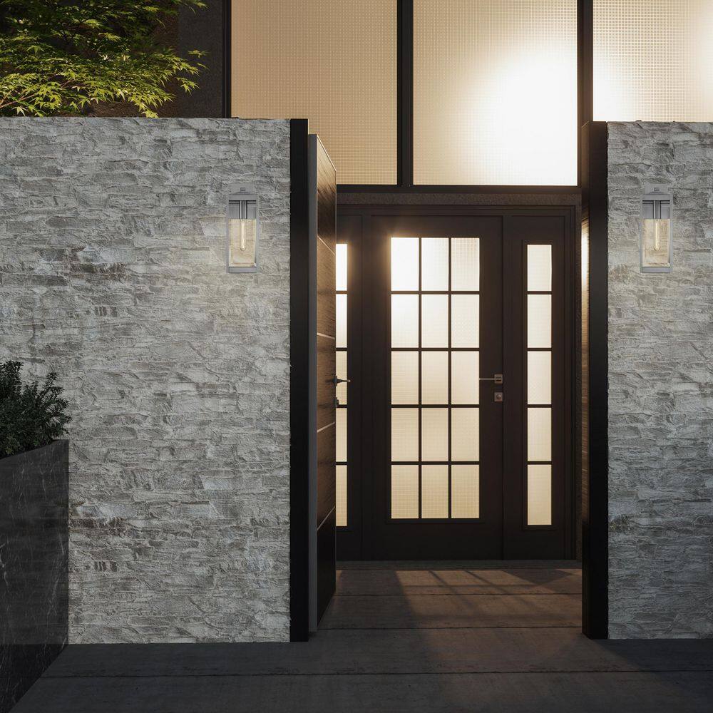 17" Stainless Steel Dimmable Outdoor Lantern with Clear Glass