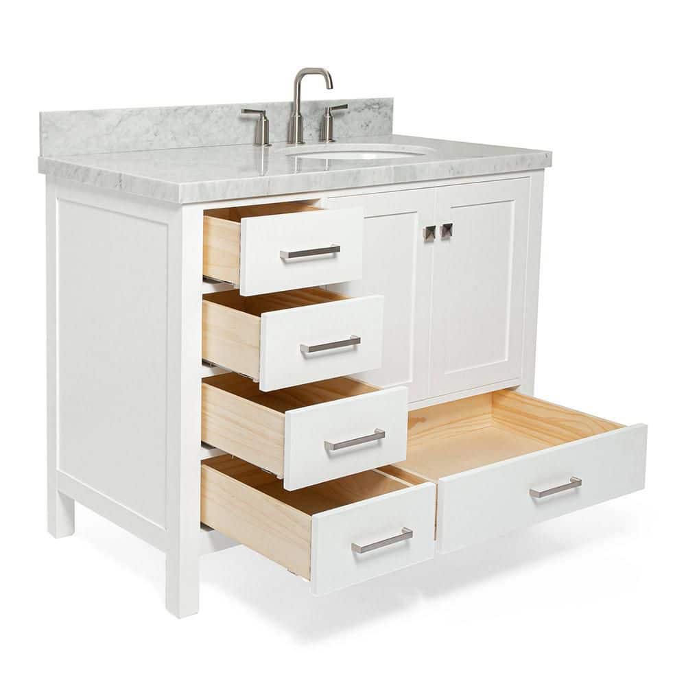 Cambridge 43" White Marble Top Single Basin Vanity