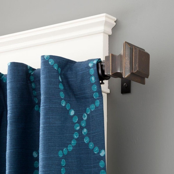 Kenney Lincoln 90 in. - 130 in. Telescoping 1 in. Curtain Rod Kit in Oil Rubbed Bronze with Finial