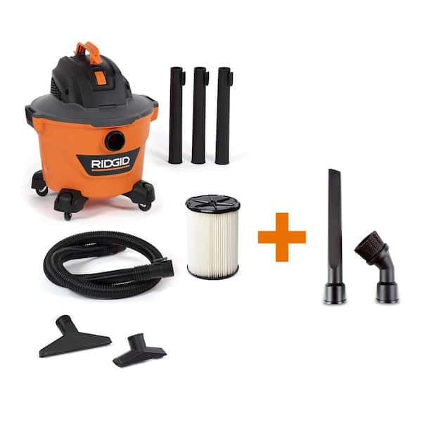 RIDGID 9 Gallon 4.25 Peak HP NXT Wet/Dry Shop Vacuum with Filter, Locking Hose, Three Extension Wands and Four Accessories