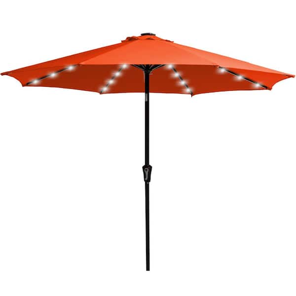 JEAREY 10 ft. Steel Outdoor Patio Market Umbrella with Lights in Orange