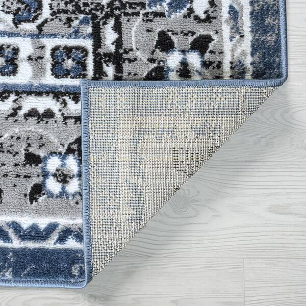 Tayse Rugs Wyatt Oriental Blue 2 ft. x 3 ft. Indoor Area Rug