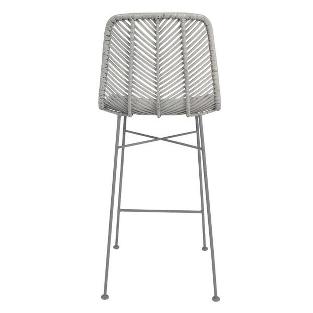 Desert Fields 42" Grey Rattan and Metal Contemporary Bar Stool