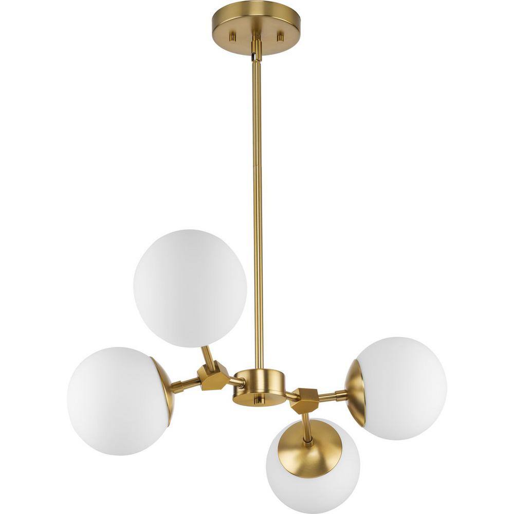 Haas Brushed Bronze 4-Light Chandelier with Opal Glass Shades