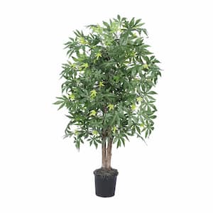 4 ft. Green Artificial Japanese Maple Other Bush in Black Plastic Pot