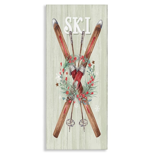 Stupell Industries Rustic Winter Skis byCourtney Morgenstern 1 Piece Unframed Graphic Print Nature Poster Art Print 24 in. x 10 in.