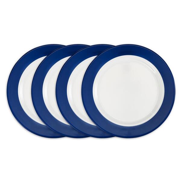 Q Squared Bistro 4-Piece Blue Melamine Dinner Plate Set