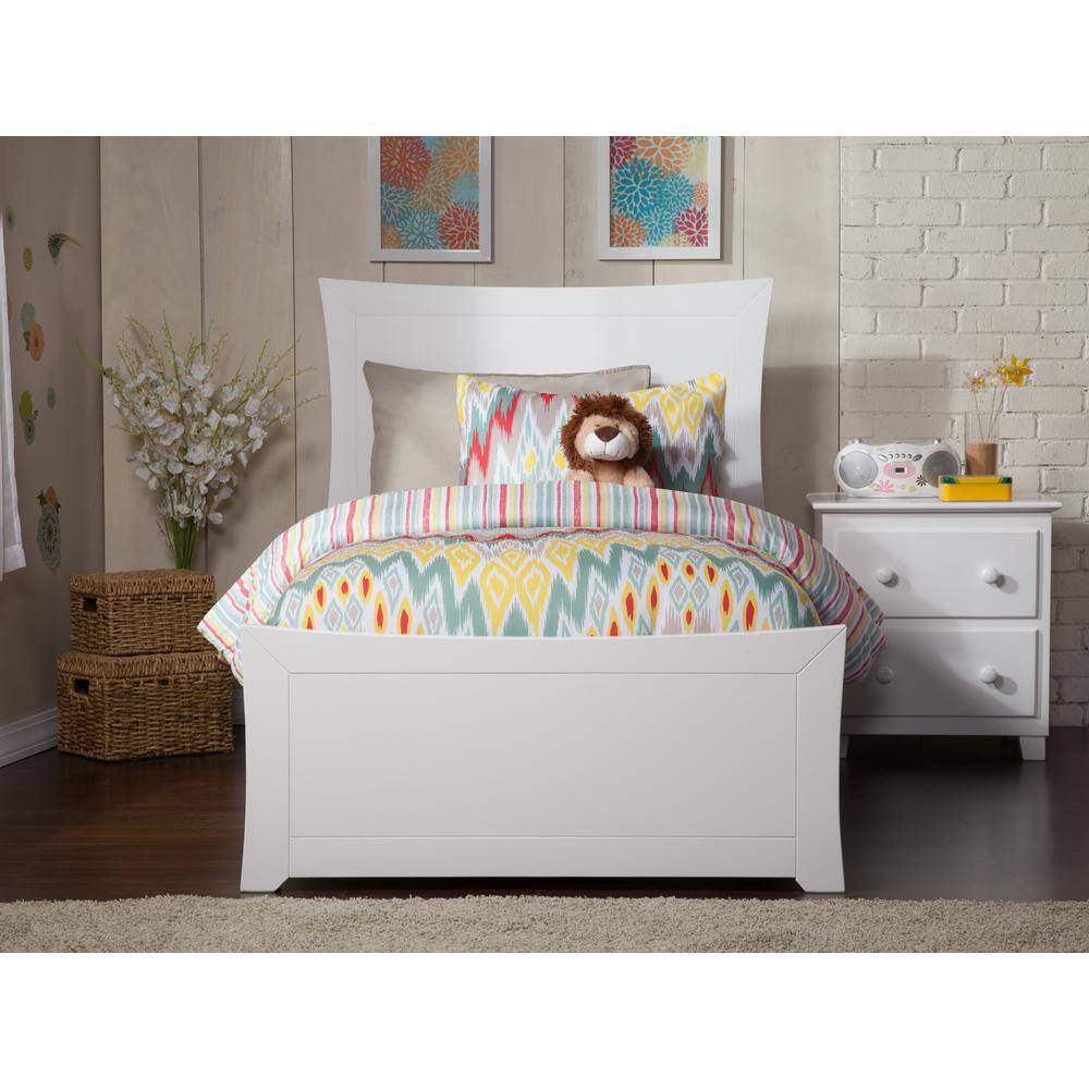Metro Twin White Wood Platform Bed with Headboard