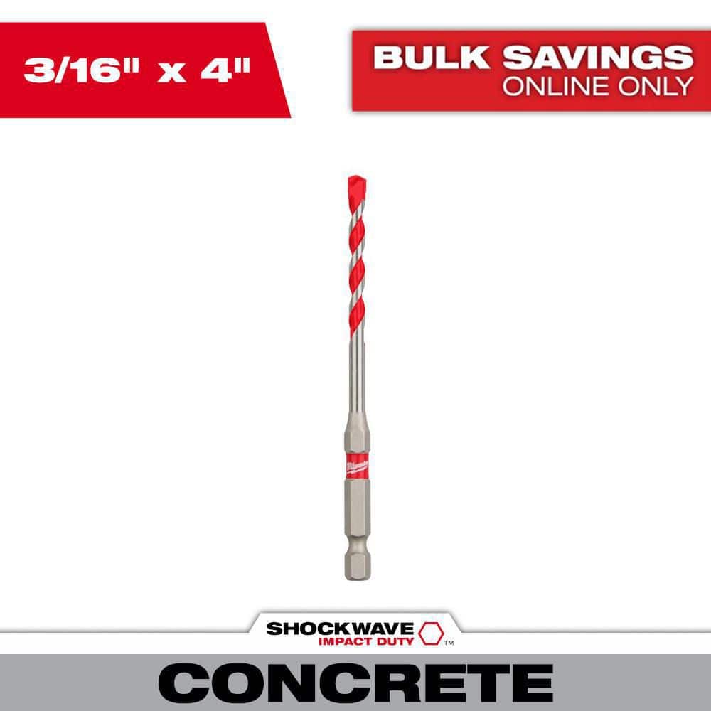 3/16 in. x 2 in. x 4 in. SHOCKWAVE Carbide Hammer Drill Bit for Concrete, Stone, Masonry Drilling price history on PriceWatchPro
