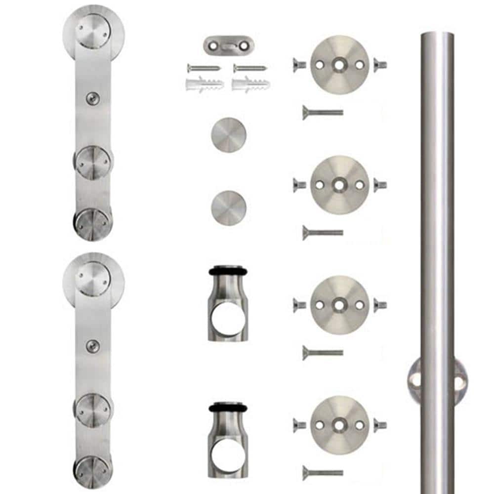 Stainless Steel Stick Strap Rolling Barn Door Hardware Kit