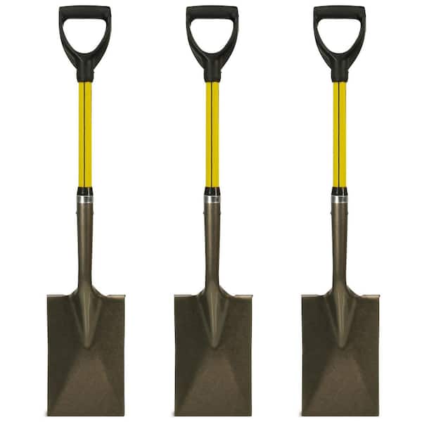 Nupla 27 in. Classic Fiberglass Garden Spade with Heavy Duty Blade and D-Grip (3-Pack)