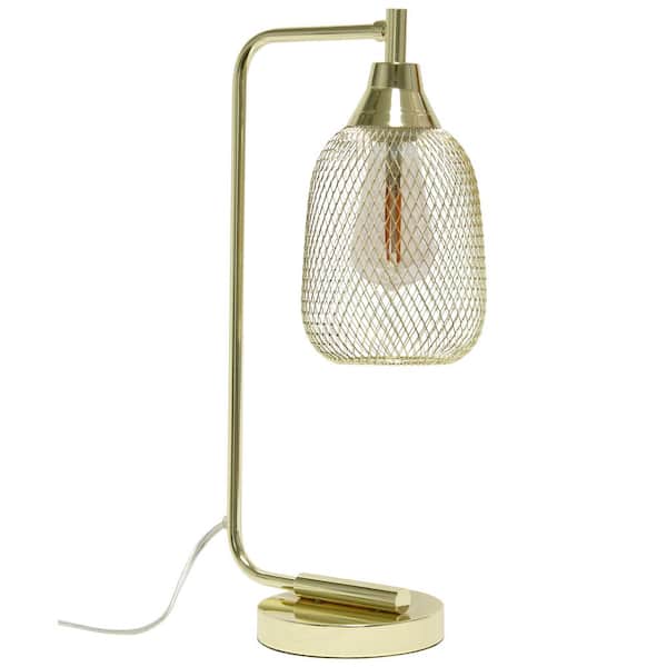Elegant Designs 19 in. Gold Mesh Wire Desk Lamp