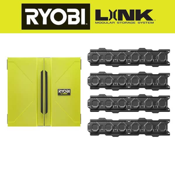 RYOBI LINK Wall Cabinet with LINK (4-Pack) of Wall Rails