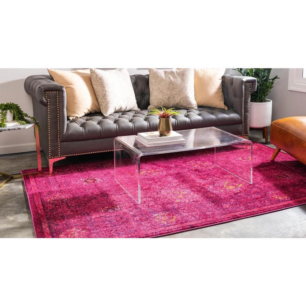 Medici Collection Vibrant Red Rectangular Synthetic Area Rug