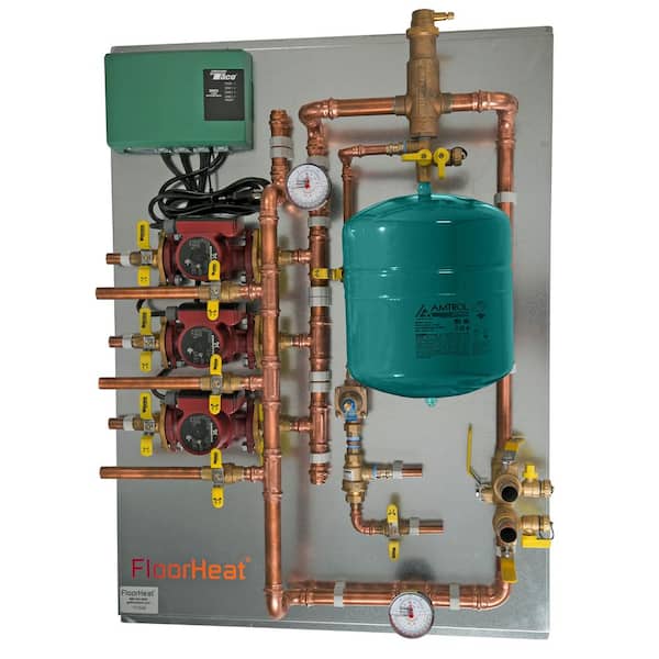 FloorHeat Hydronic Radiant Heat Control Panel-3 Zone, Pre-Assembled System, Underfloor and Home Heating, Efficient, Easy Install