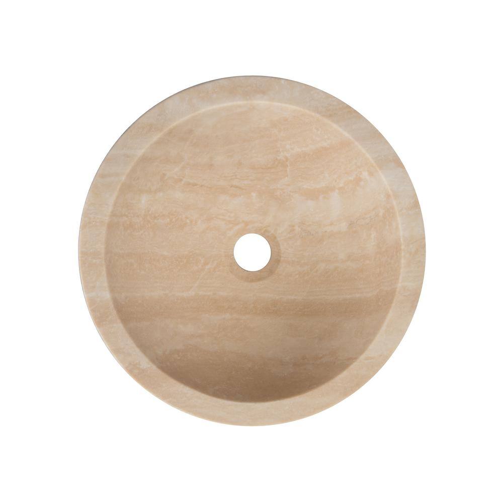 Eden Bath 14'' Beige Travertine Stone Vessel Sink