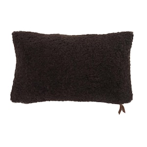 Teddy Sherpalux Oblong Throw Pillow - Charcoal Grey - 12 in