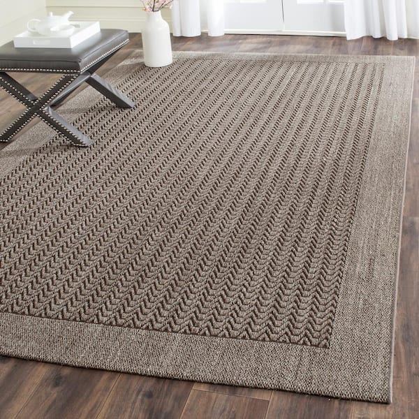 Palm Beach Silver 5 ft. x 8 ft. Solid Border Area Rug