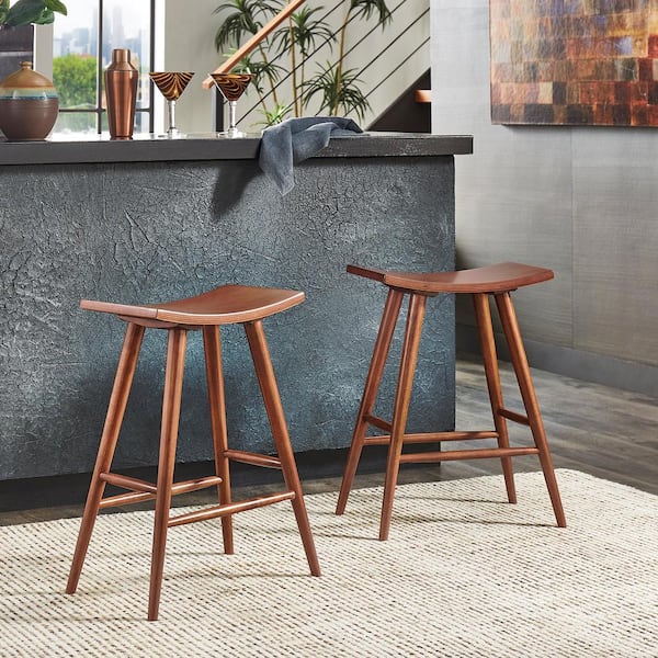 HomeSullivan 24.25 in. Oak Solid Wood Frame Counter Stool 40698AK-24 ...